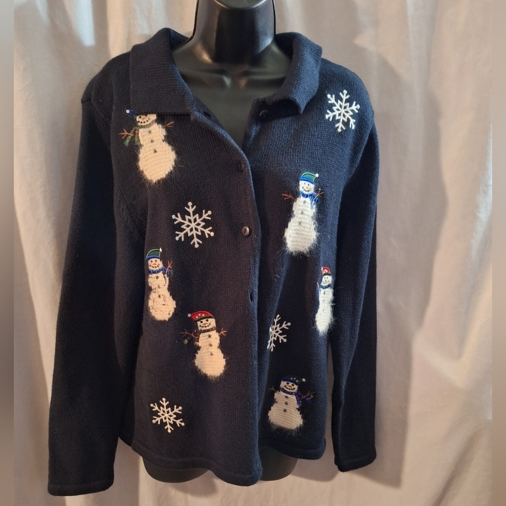 Women's Navy Snowman Sweater